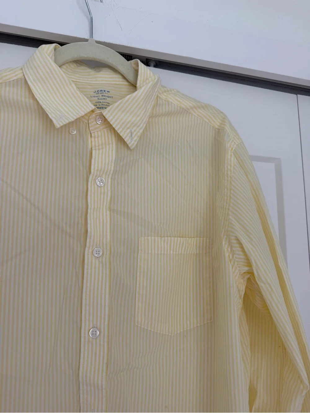 J Crew Men's Yellow Light Weight Stripe Button-Up Shirt